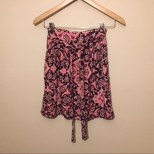 Francesca’s High-Waisted Pink Floral Skirt